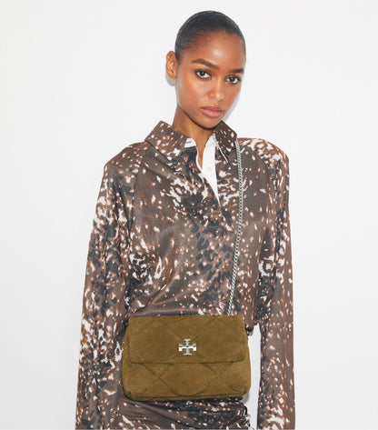 Kira Diamond Quilt Suede Shoulder Bag
