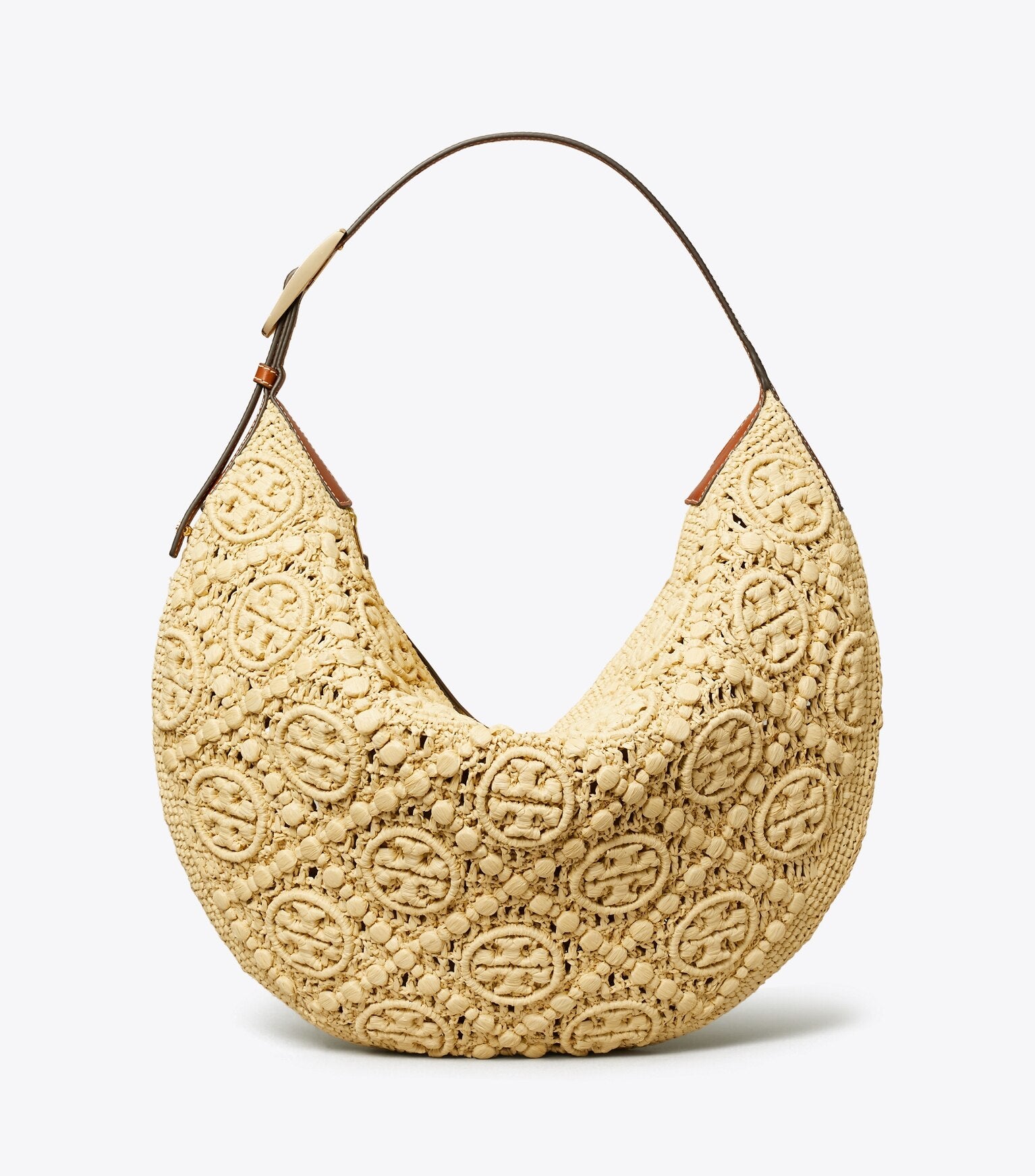 T Monogram Raffia Balloon Bag