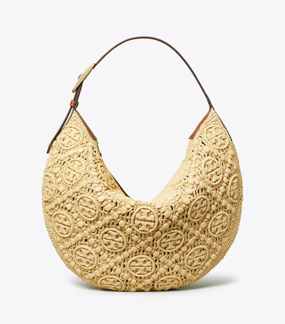 T Monogram Raffia Balloon Bag