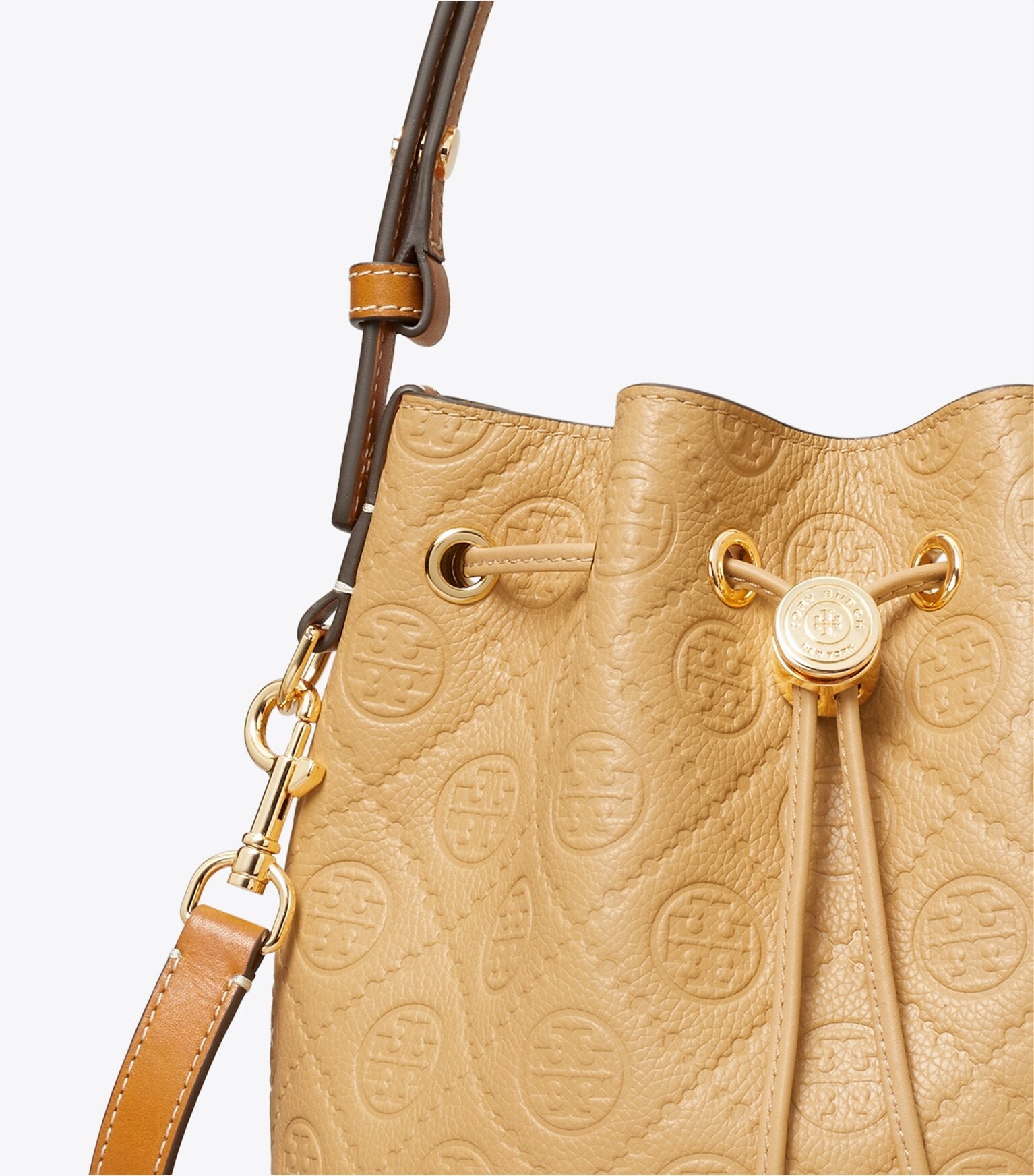 T Monogram Pebble Bucket Bag