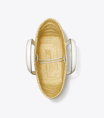 Small Ella Croc-Embossed Straw Basket