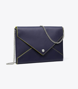 Smooth Leather Envelope Chain Pouch