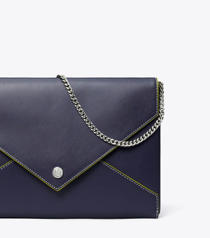 Smooth Leather Envelope Chain Pouch