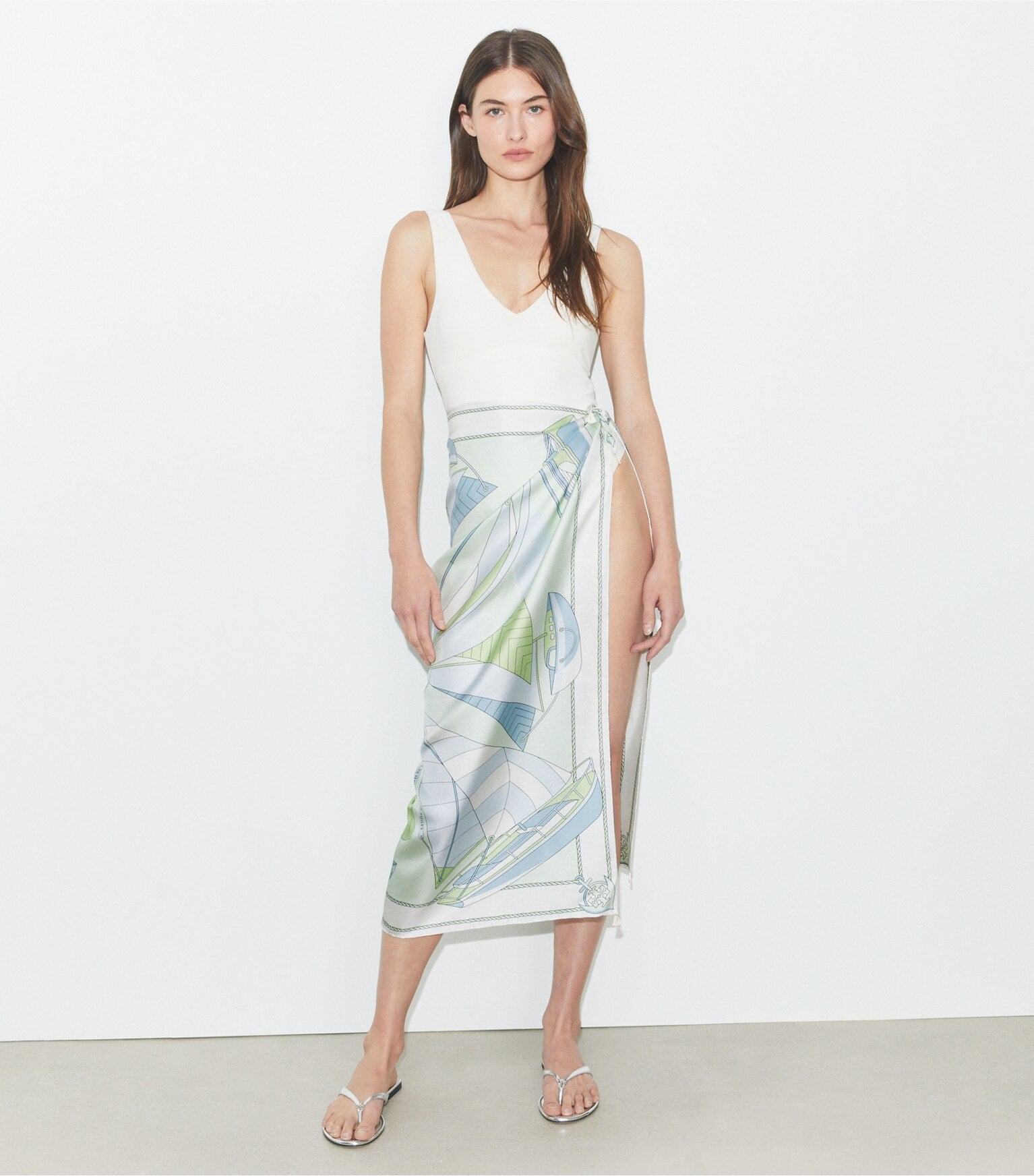 Sailboat Spiral Silk Square Scarf
