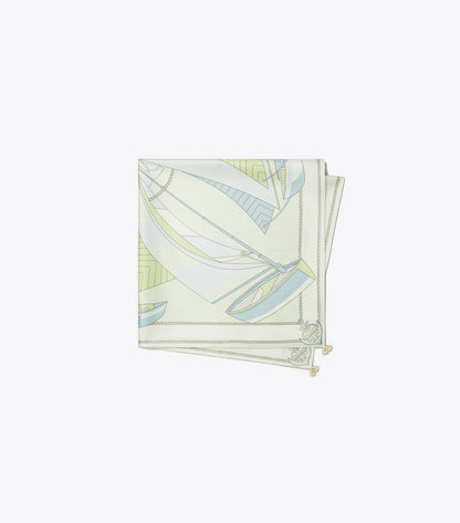 Sailboat Spiral Silk Square Scarf