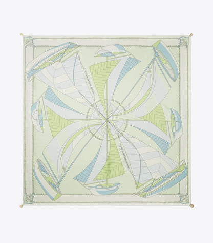 Sailboat Spiral Silk Square Scarf
