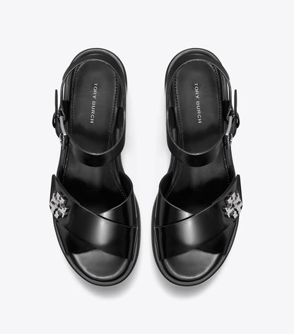 Turnlock Platform Lug Heeled Sandal