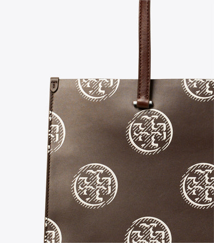 T Monogram Contrast Embossed Tote
