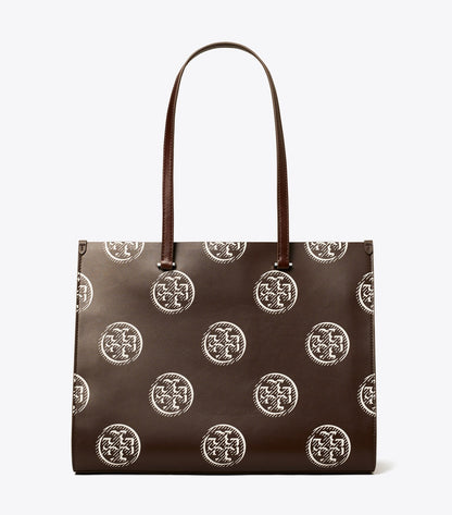 T Monogram Contrast Embossed Tote