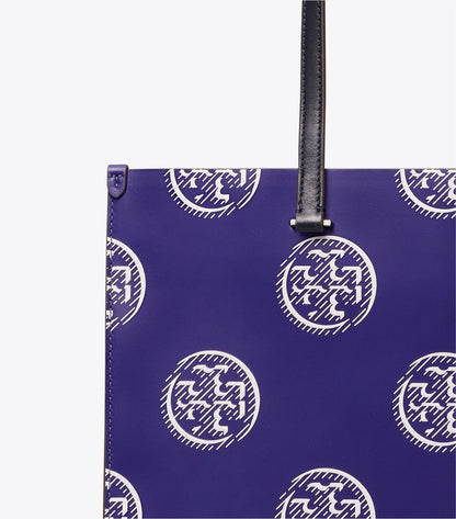 T Monogram Contrast Embossed Tote