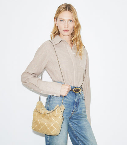 Mini Fleming Shearling Hobo Bag