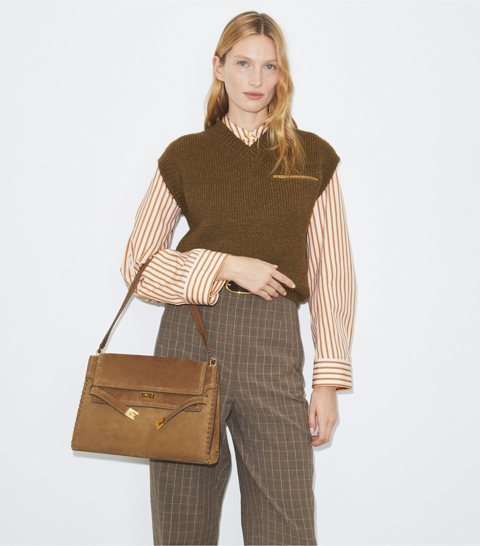 Large Lee Radziwill Suede Shoulder Bag