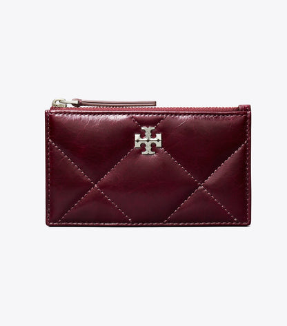 Kira Diamond Quilt Distressed Zip Card Case