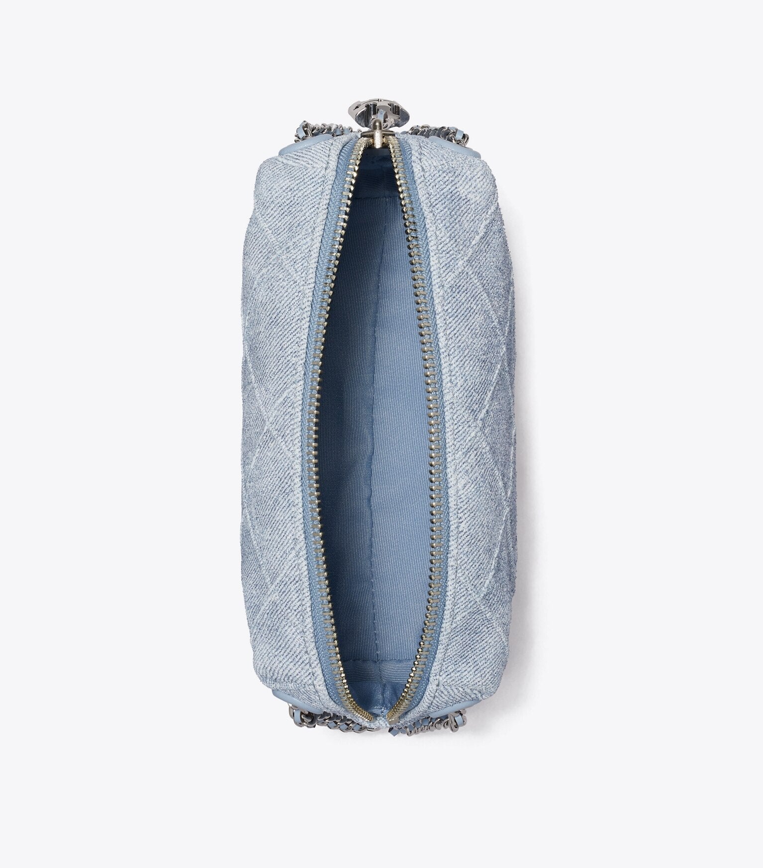 Fleming Soft Denim-Print Suede Crossbody Bag