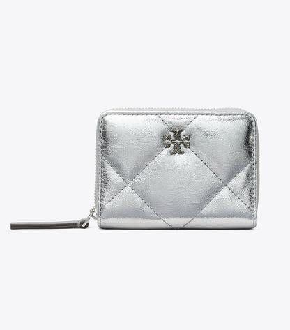 Small Kira Diamond Quilt Metallic Zip-Around Wallet