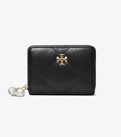 Small Kira Diamond Quilt Charm Zip Wallet