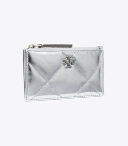 Kira Diamond Quilt Metallic Zip Card Case