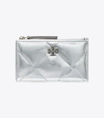 Kira Diamond Quilt Metallic Zip Card Case