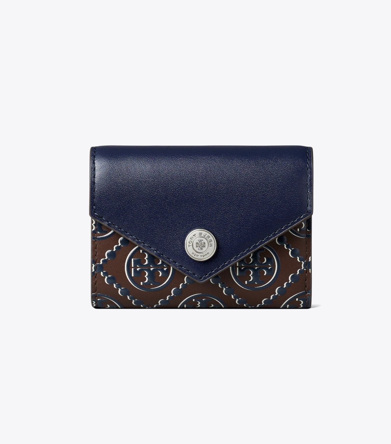 T Monogram Contrast Embossed Small Envelope Wallet