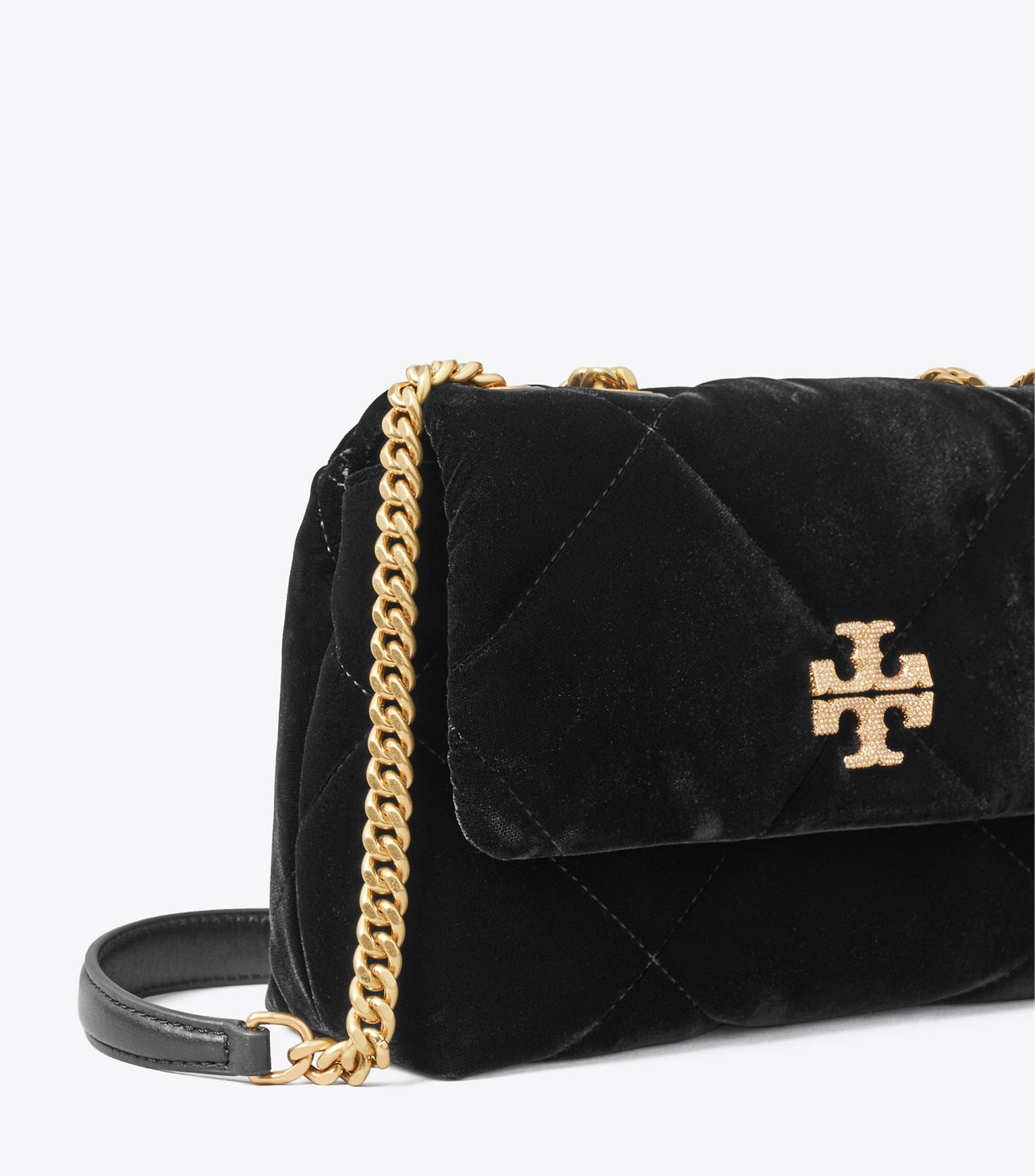 Small Kira Diamond Quilt Velvet Pavé Shoulder Bag