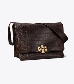Large Charlie Runway Croc-Embossed Shoulder Bag