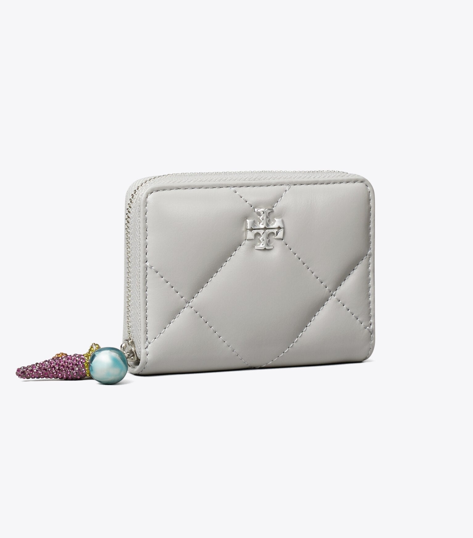 Small Kira Diamond Quilt Charm Zip-Around Wallet