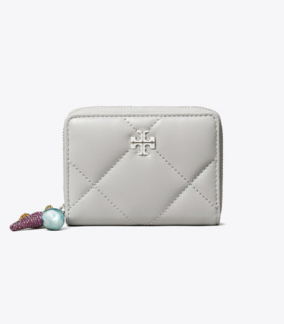 Small Kira Diamond Quilt Charm Zip-Around Wallet