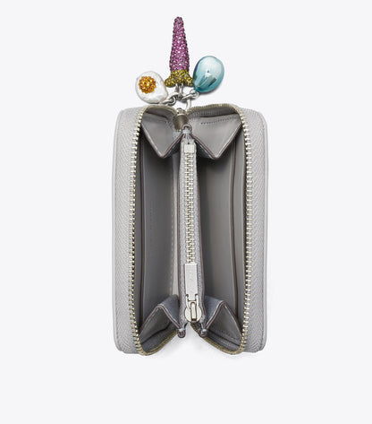 Small Kira Diamond Quilt Charm Zip-Around Wallet