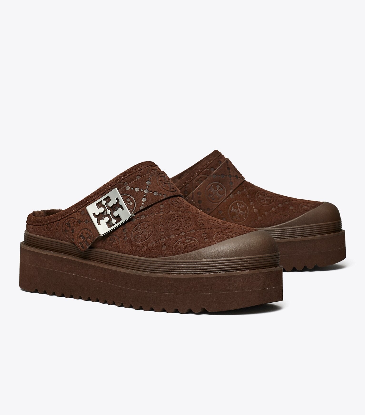 T Monogram Mellow Shearling Platform Mule