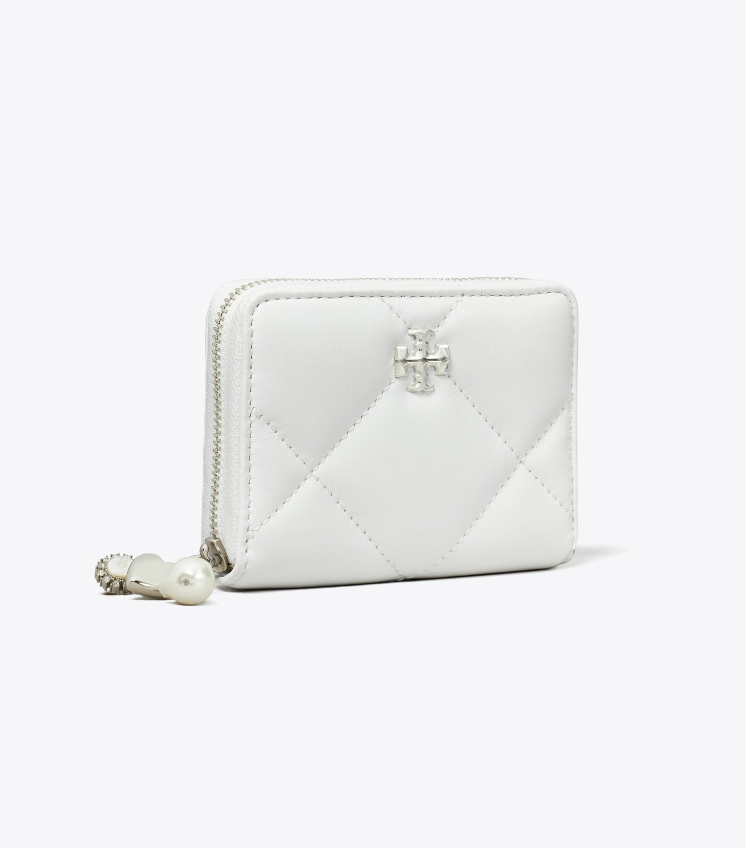 Small Kira Diamond Quilt Distressed Charm Zip-Around Wallet