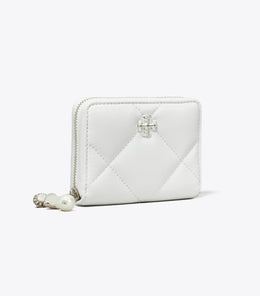 Small Kira Diamond Quilt Distressed Charm Zip-Around Wallet