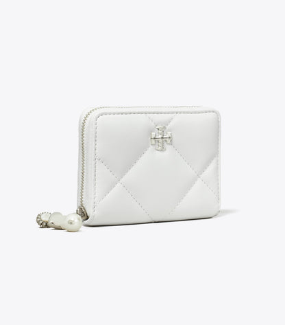 Small Kira Diamond Quilt Distressed Charm Zip-Around Wallet
