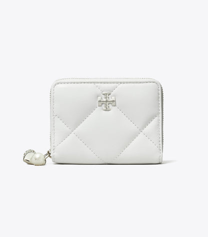 Small Kira Diamond Quilt Distressed Charm Zip-Around Wallet