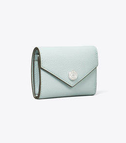 T Monogram Pebbled Small Envelope Wallet