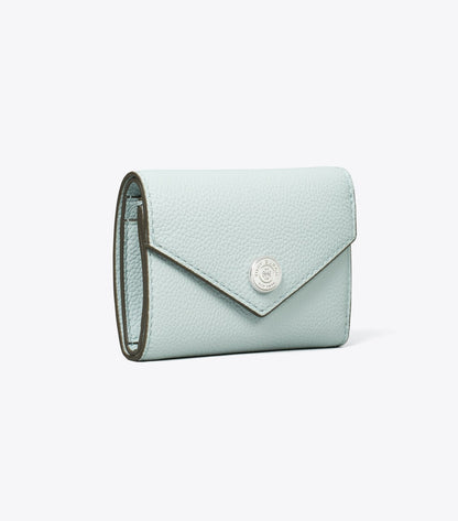 T Monogram Pebbled Small Envelope Wallet