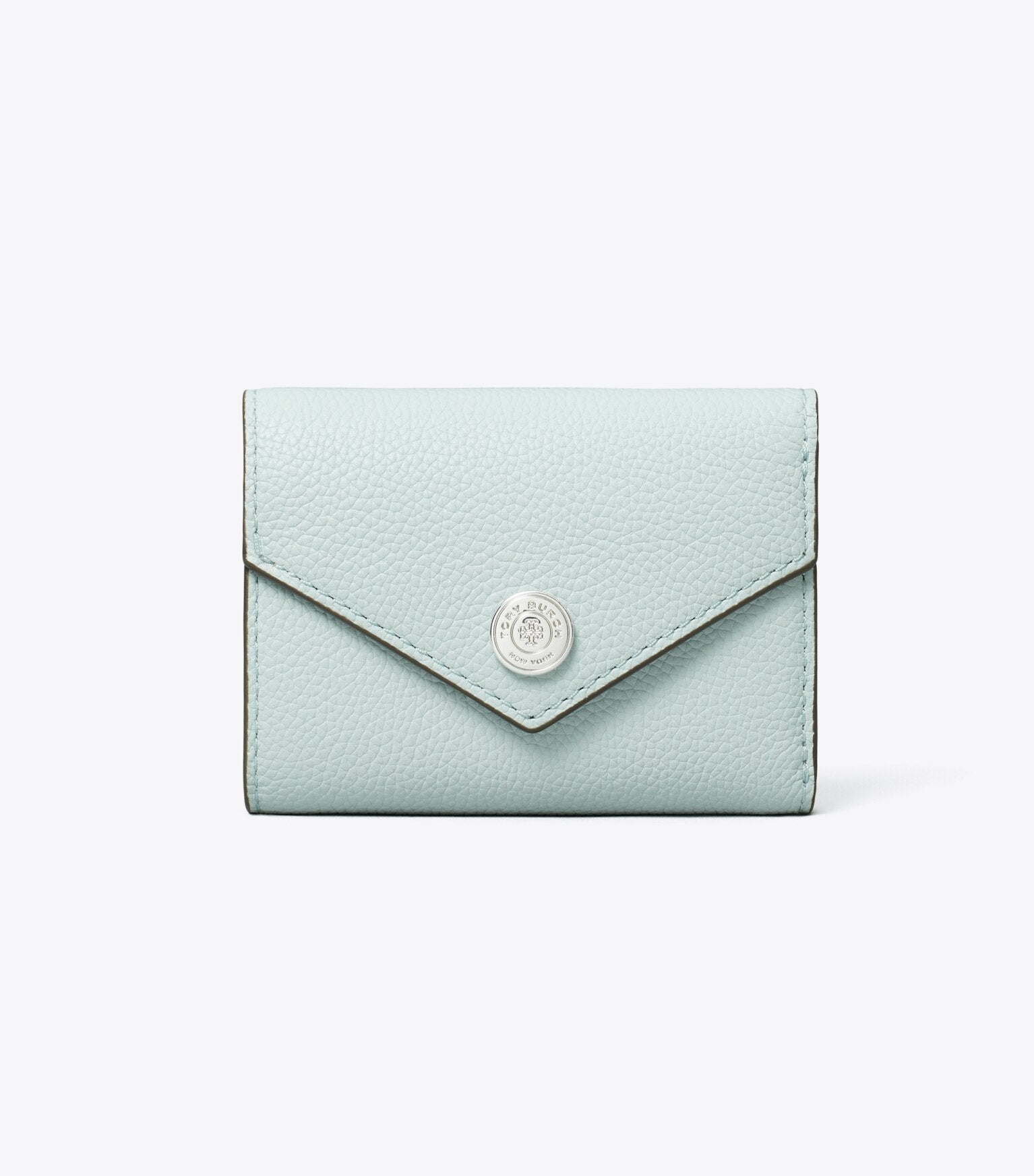 T Monogram Pebbled Small Envelope Wallet