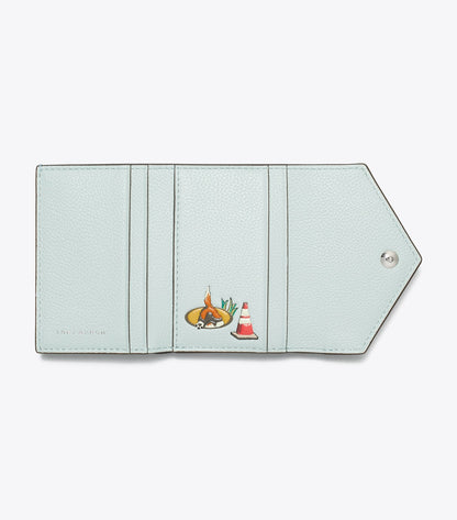 T Monogram Pebbled Small Envelope Wallet