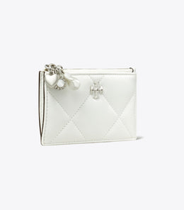 Kira Diamond Quilt Distressed Charm Zip Card Case