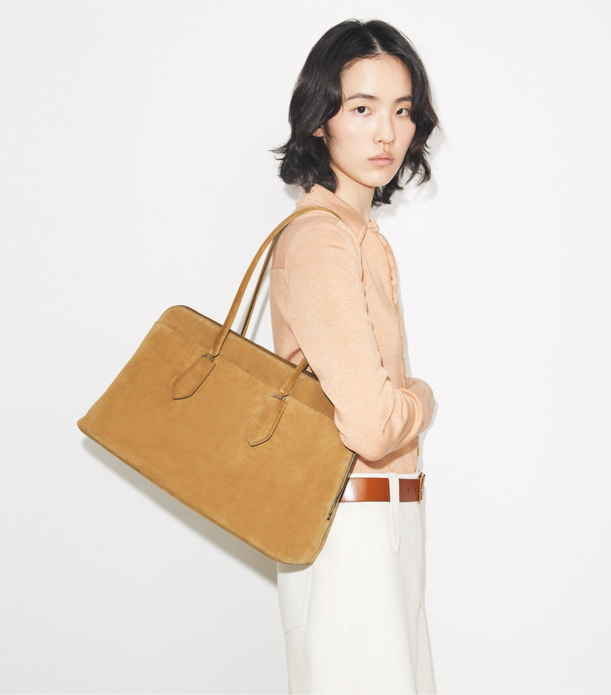 Lock Suede Satchel
