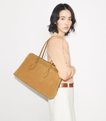 Lock Suede Satchel