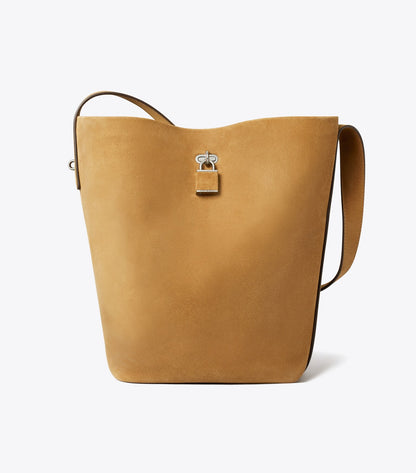 Lock Slim Suede Bucket Bag