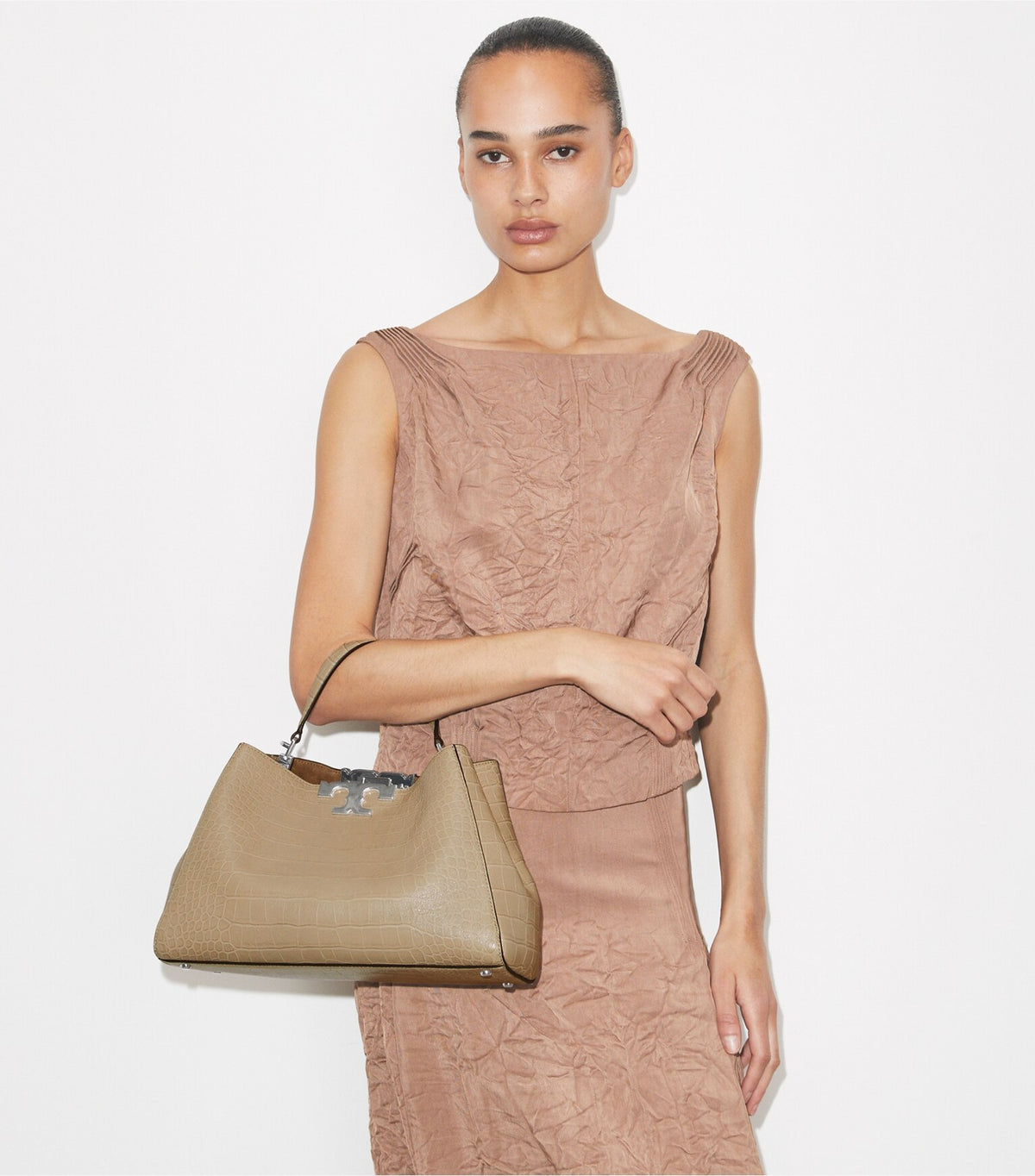 Eleanor Soft Croc-Embossed Satchel