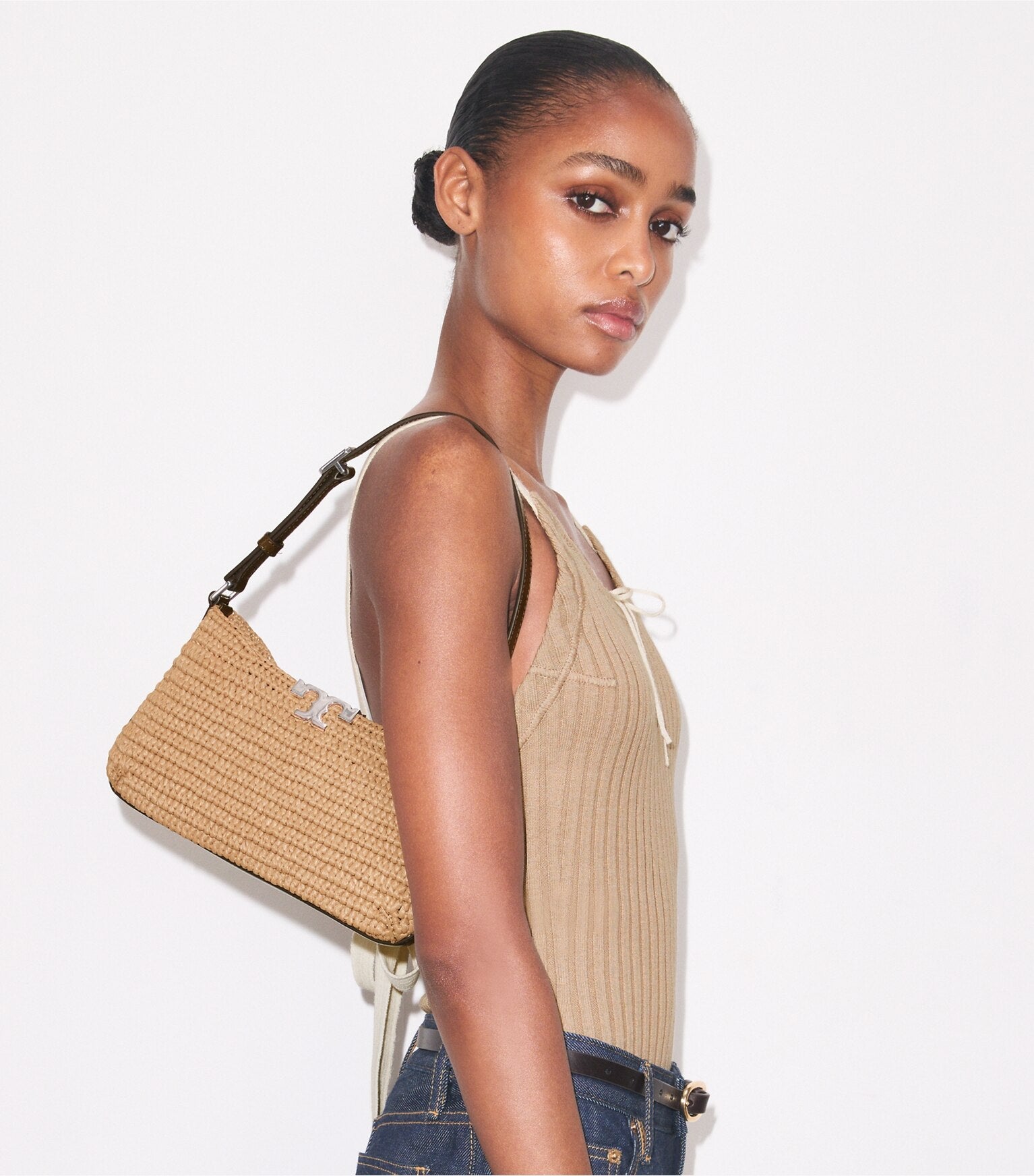 Eleanor Raffia Slim Shoulder Bag