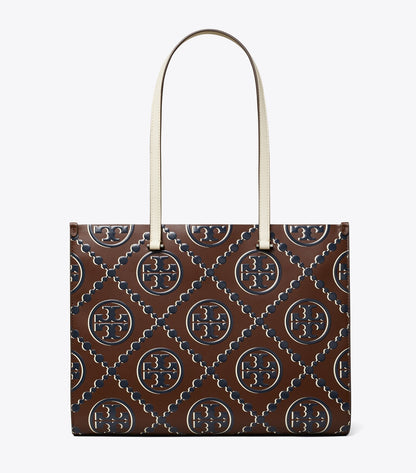 T Monogram Contrast Embossed Tote