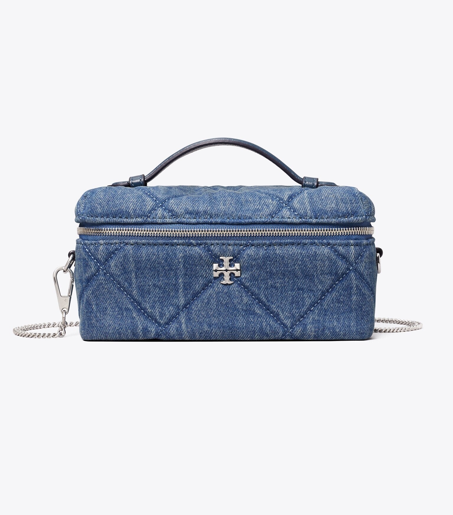 Kira Diamond Quilt Denim Vanity Case