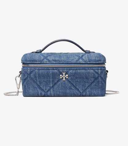 Kira Diamond Quilt Denim Vanity Case