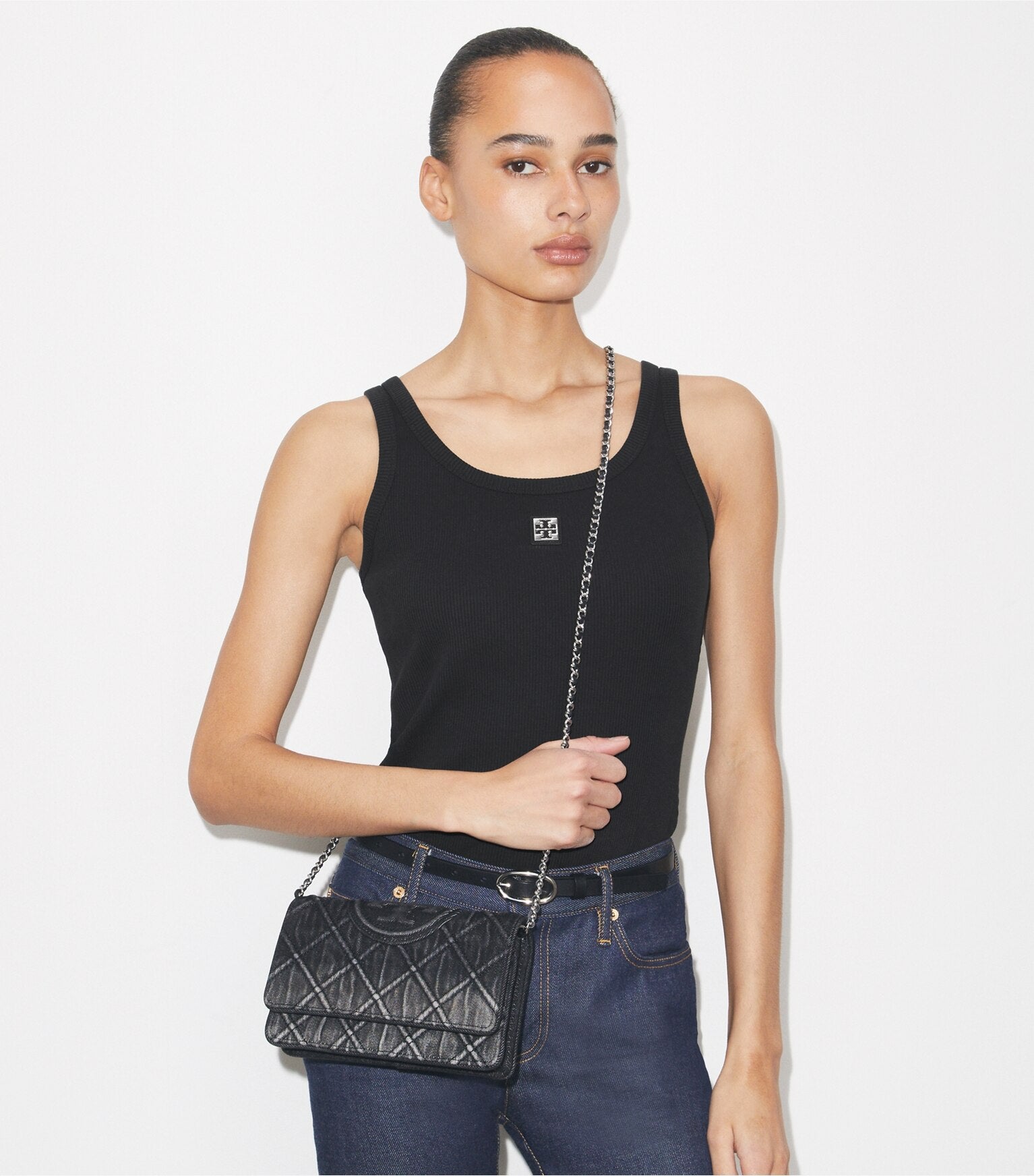 Fleming Denim Chain Crossbody