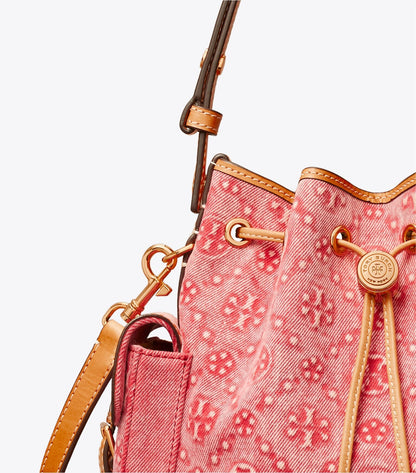 T Monogram Denim Bucket Bag