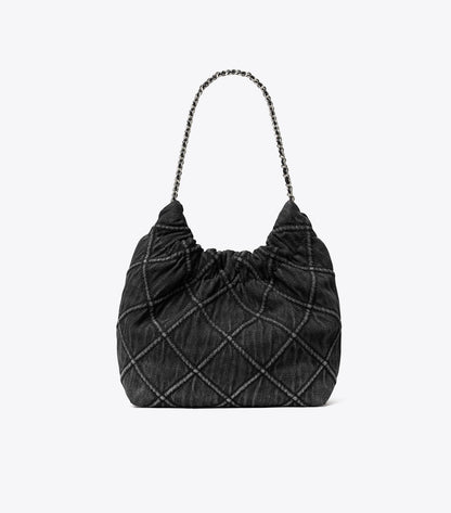 Mini Fleming Soft Denim Hobo Bag