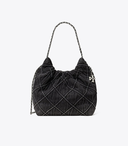 Mini Fleming Soft Denim Hobo Bag